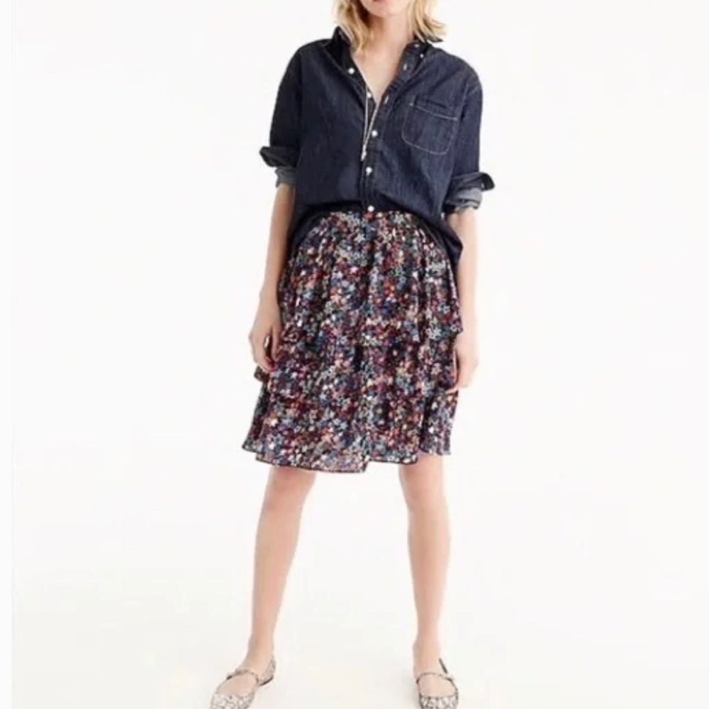 J.Crew Star Print Tiered Skirt Size 6